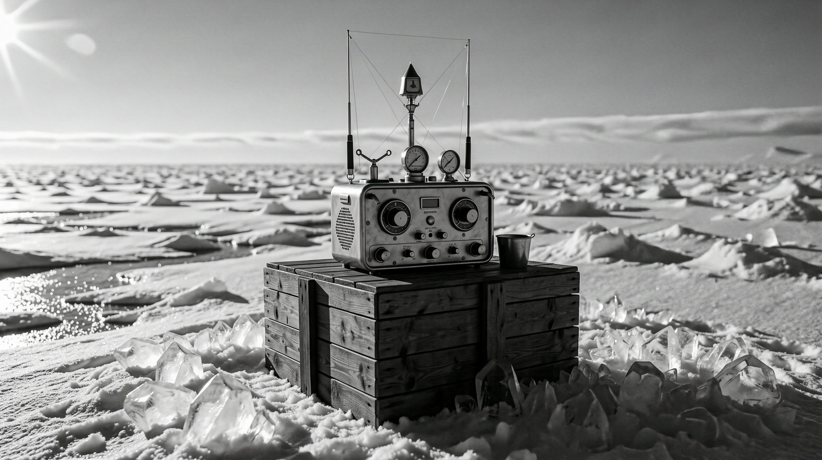 Arctic ice shelf under winter sun