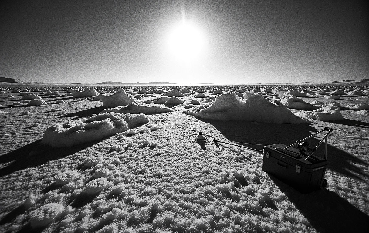 Arctic ice shelf under winter sun