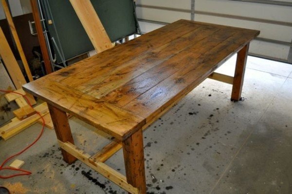 Distressed farm table vinegar and steel wool