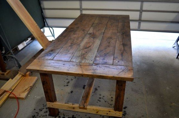 distressed table vinegar and steel wool