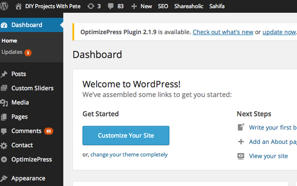 This is the Wordpress Dashboard. It is the backend of your website where all of the editing will be done. 