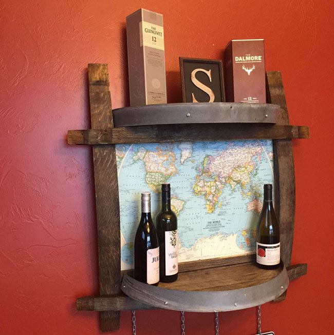 DIY Wine Barrel Shelf