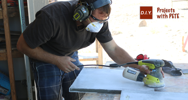 Sanding a concrete Table