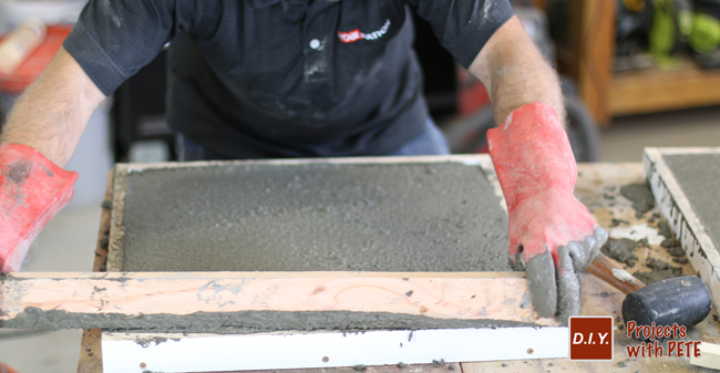 Screeding a concrete counter