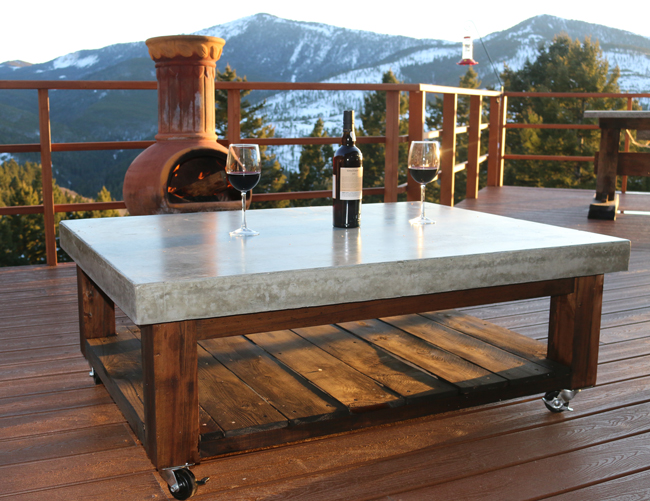 Concrete Coffee Table on Wheels