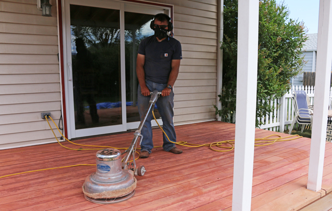 Using a floor sander for a deck