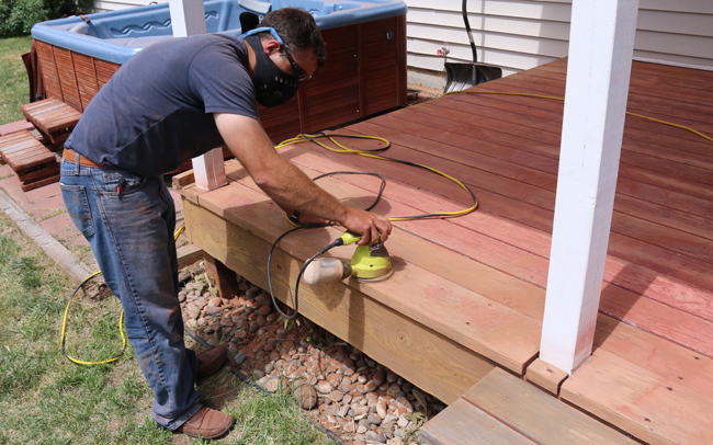 how to sand deck boards