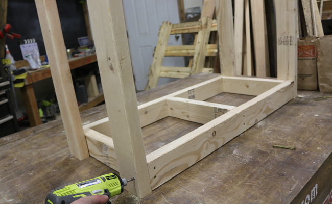 attaching legs to firewood rack