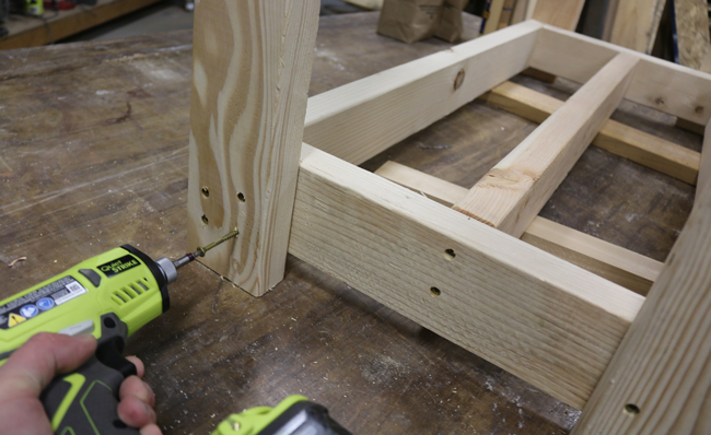 attaching legs to firewood rack