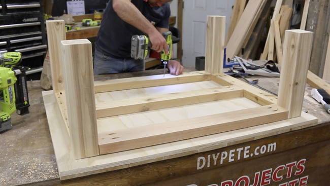 attaching coffee table base to the top