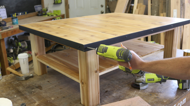 steel and wood coffee table