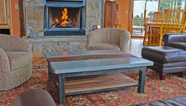 Finished Walnut Slab with Concrete Table