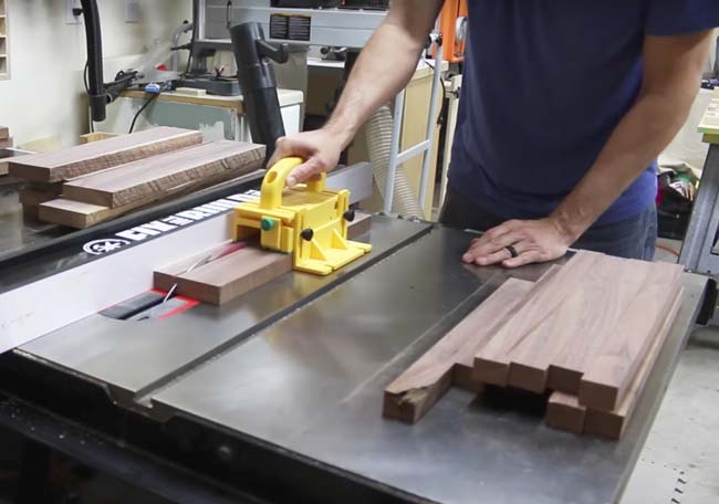 ripping walnut boards on table saw