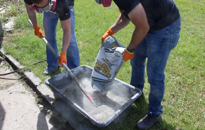 Mixing quikrete 5000 for concrete counters