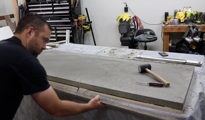 removing concrete counter from the mold