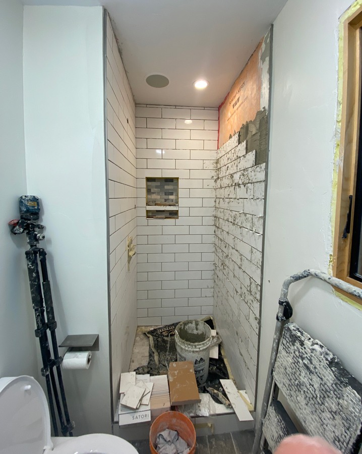 installing subway tile
