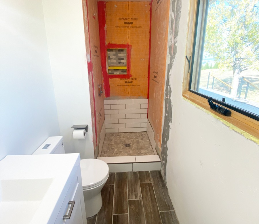 subway tile in bathroom
