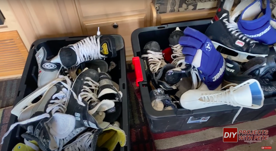 Hockey skates and gloves collection