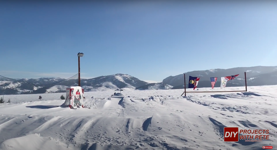 Snow covered outdoor hockey rink