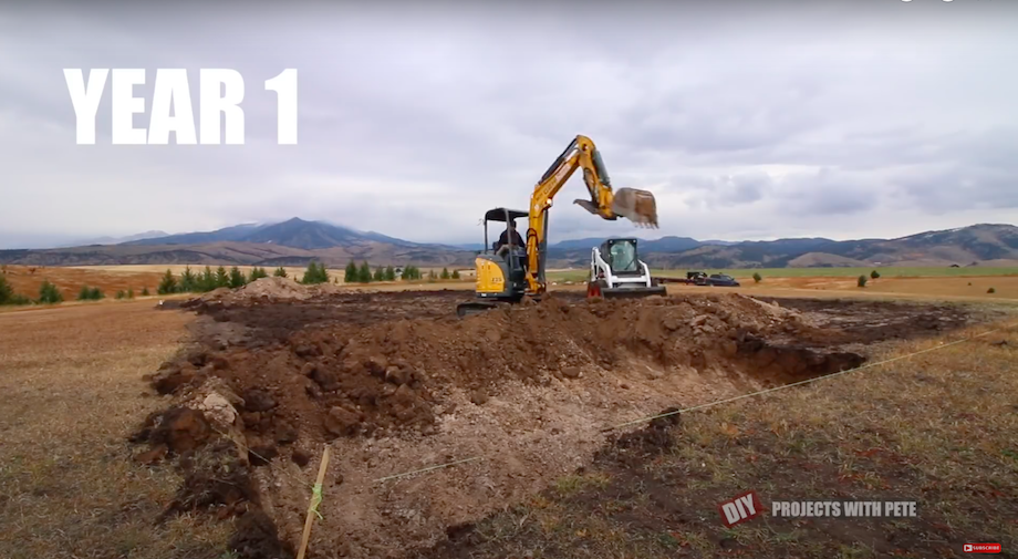 Year 1 excavator to level our backyard hockey rink