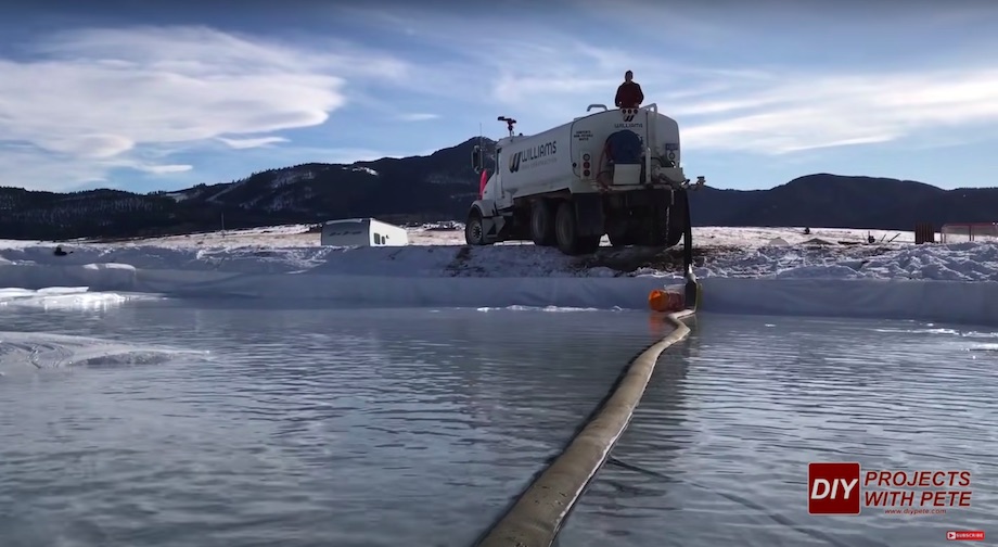 A water truck filled the hockey rink in Year 2